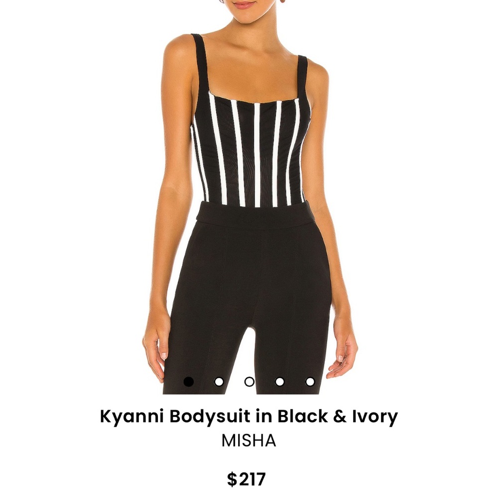 MISHA Kyanni Bodysuit in Black/Ivory worn once